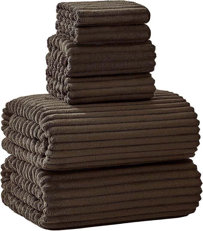 6 Piece Bath Towel Set, 40"x80" Oversized Bath Sheets, Brown | Microfiber, Quick Dry, Highly Absorbent, Towels for Bathroom, 2 Extra Large Bath Towels, 2 Soft Hand Towels, 2 Washcloths by NALIVO