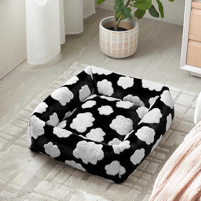 JOEJOY Small Dog Bed for Small Dogs, Rectangle Washable Orthopedic Dog Bed with Removable Zipper Cover, Cute Soft Calming Puppy Pet Bed with Jacquard Shaggy Plush & Non Skid Bottom - Image 9