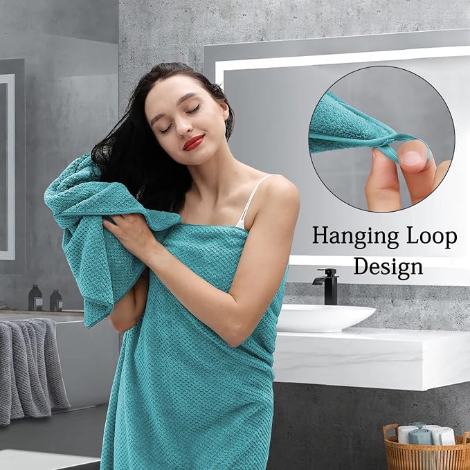 Hailea Extra Large Bath Towels Set 35x70 Inches - Aqua Luxury 600 GSM Oversized Bath Sheet Towel,Ultra Soft Microfiber - Quick Dry,Highly Absorbent Shower Towels Spa Hotel Bathroom Towel Set (4-Pack) - Image 7