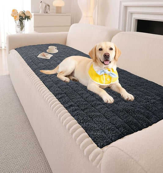 OTOB Couch Cover for Dogs Washable, Non Slip Plush Fuzzy Sofa Covers for 3 Cushion Couch All Seasons, Kids Pet Friendly Soft Cozy Furniture Protector Sofa Slipcovers (Dark Gray, 27.6" x 82.7") by OTOB