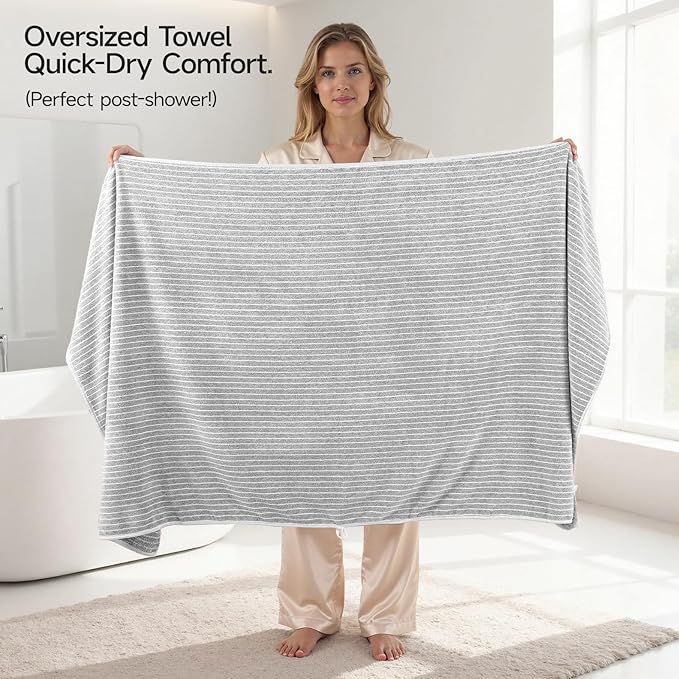 REDKISS 6-Piece Microfiber Bath Towel Set, Ultra Soft, Highly Absorbent & Quick Dry, 35x70 Inch Oversized, Light Gray Towels for Bathroom, Spa, Gym, 2 Bath 2 Hand 2 Washcloths - Image 6