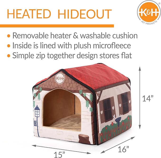 K&H Pet Products Thermo-Indoor Pet House Heated Cat Bed for Dogs and Cats Cottage Design 16 X 15 X 14 Inches - Image 2