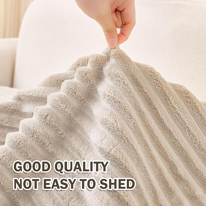 MEETSKY Sectional Sofa Covers, 2 Pieces 100% Waterproof Anti Slip Couch Cover for Dogs, Leather Couch Covers for 2 Cushion L Shape, Soft Sofa Covers for Pets Washable, Khaki,Large, 35"x63"+35"x63" - Image 4