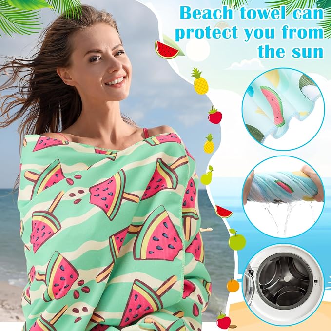 FuWeave 10 Pack Microfiber Beach Towel 28 x 55 Inch Oversized Large Quick Dry Thin Beach Towels for Pool Camping, Sand Free Lightweight Blanket for Women Adults Travel Swimming Sport (Ice Cream) - Image 3