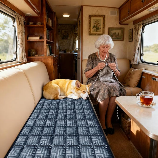 Paw Cart Couch Cover Caravan Quilted Sofa Topper Greek Key Pattern Washable Non Slip Soft Pet Protector for Any Type of Couch (Berlin Blue,W 59“ x D 28” 1 Piece) by ZYXFYY