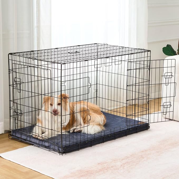 LIORCE Dog Crate Pad - Dog Bed Large Sized Dogs with Removable Washable Cover and Waterproof Lining - XL Memory Foam Pet Bed for Crate - Reversible Kennel Mat (Cool & Warm), 42-inch, Dark Grey - Image 8