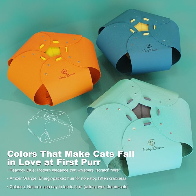 Cat Tunnel, Cat Cave for Indoor Cats Bed,Scratch Resistant Cat Toys for Medium Large Cats Hide and Seek Toy (Sky Cyan) - Image 8