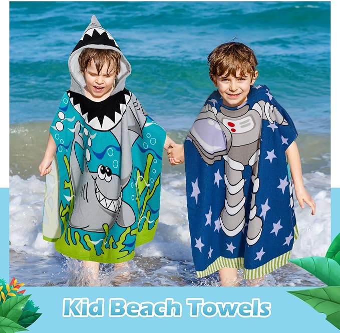 Oudain 6 Pcs Kids Hooded Towel Kids Bath Towels with Hood Microfiber Baby Pool Beach Towel for Boy Girls Toddler(47 x 24 Inch,Trendy Style) - Image 4