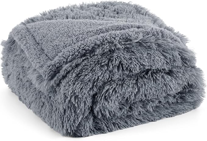 Bedsure Waterproof Dog Blankets for Medium Dogs, Fluffy Faux Fur, 40x50 | Plush Fuzzy Reversible Pet Blankets for Couch and Dog Bed,Soft Calming Throw Cat Blanket Washable, Dog Gift, Grey - Image 10
