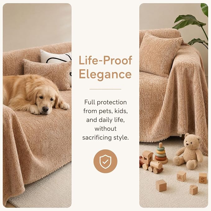 Cozy Washable Sofa Cover 71"x91" Pet Couch Protector Brown | couch protector from cat claws,sectional couch covers,couch cushion covers,pet couch cover,waterproof sofa covers - Image 2