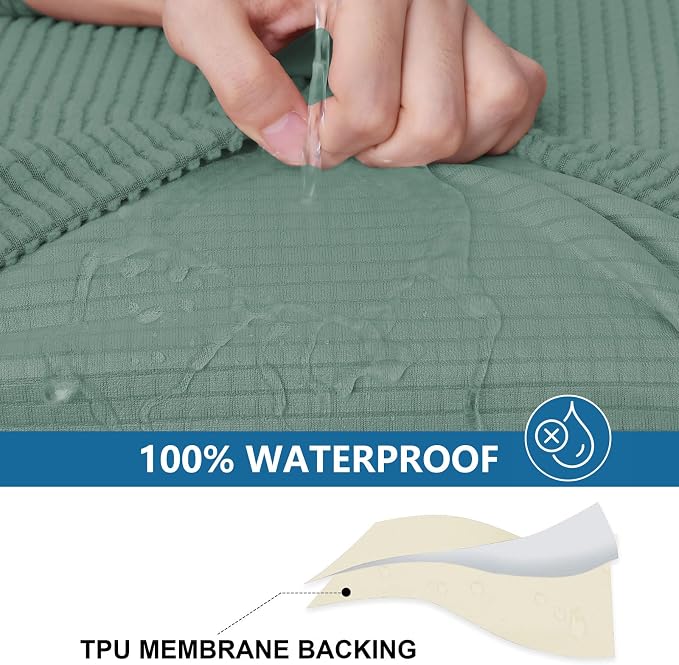 hyha Waterproof Couch Cushion Covers for Pets, Non Slip Sofa Seat Cover | Stretch Jacquard Fabric, Elastic Bottom, Non Slip Fit, Waterproof Protection, Pet Hair Protection (1 Piece for Backrest L) - Image 3