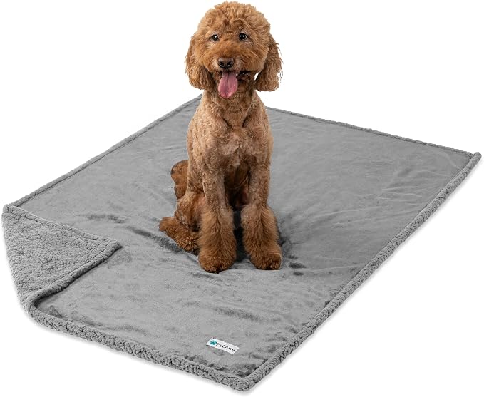 PetAmi Waterproof Dog Blanket for Couch, Extra Large 80x60, Pee Proof Sherpa Fleece Reversible Pet Throw, Furniture Protector for Bed Sofa Crate Kennel, Soft Washable Cover for Dog Cat, Light Grey - Image 8