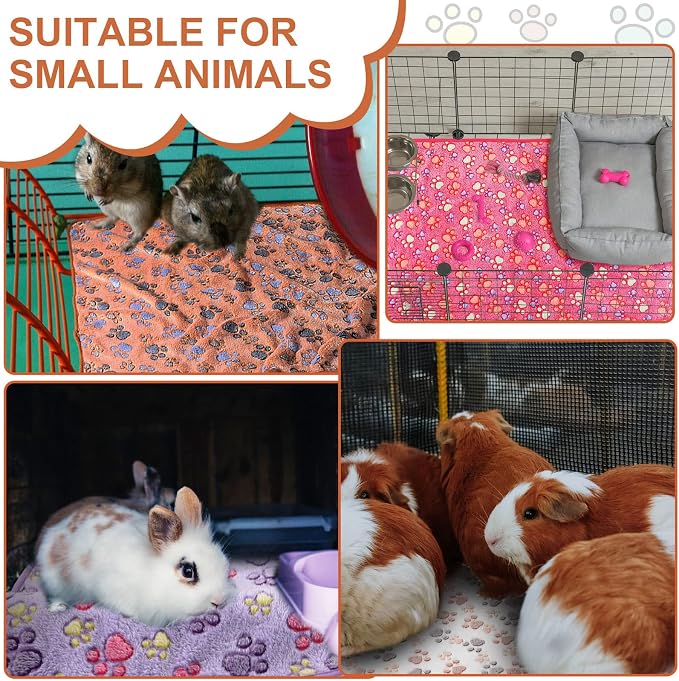 Tatuo 4 Pack Fleece Dog Blankets for Puppy Cats Multi-Size Sleep Mat for Pet Guinea Pig Soft Washable Warm Crate Bed Puppy Teething Toys Print Pattern Blanket Indoor(Mixed Color,24 x 47 Inch,Paw) - Image 2