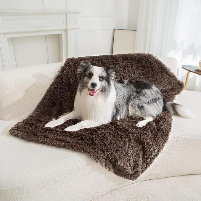 gogobunny Waterproof Dog Blanket for Couch & Furniture Protection - Super Soft Reversible Throw for Large Dogs & Cats, Calming Washable Fur & Sherpa Pet Blanket (40x50 Inch, Chocolate) - Image 4