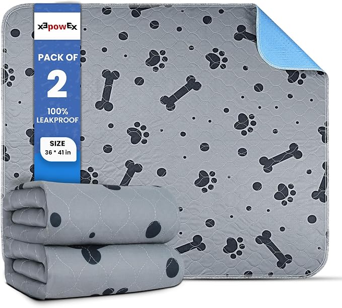 Washable Pee Pads for Dogs 2 Packs 36’’ x 41’’ Washable Puppy Pads Waterproof Dog Pee Mats Heavy Absorbent with Non Slip Bottom for Indoor Pet Training by Unknown