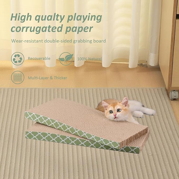 Cat Scratcher Cardboard Scratching Pads Scratch with Catnip 2PCS Reversible Corrugated Cardboard - Image 4