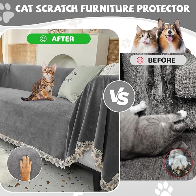 Waterproof Non-Slip Couch Cover for Pets & Dogs, Gray 71" x 118" | Pet Sofa Cover, Washable, Pet Friendly, Anti Cat Scratch, Furniture Protector, for 3 Cushion Couch Sectional L Shaped Sofa - Image 6
