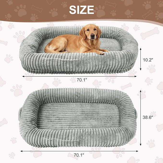 Human Dog Bed for Adult,Large Dog Bed 70"x38"x10" | Orthopedic Washable XL Dog Bed with Memory Foam (Lightgrey) - Image 6