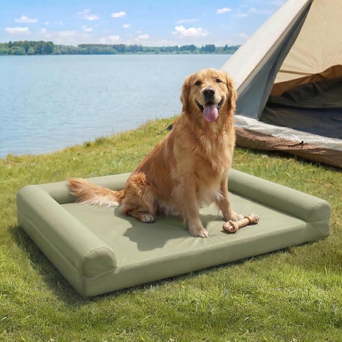 Sytopia 42 Inch Outdoor Waterproof Dog Bed for Extra Large Dogs, Washable Jacket-Grade Shell with Egg Crate Foam, Orthopedic Durable Bed for Patio, Deck, Ideal for Indoor Outdoor Use, Green by Sytopia