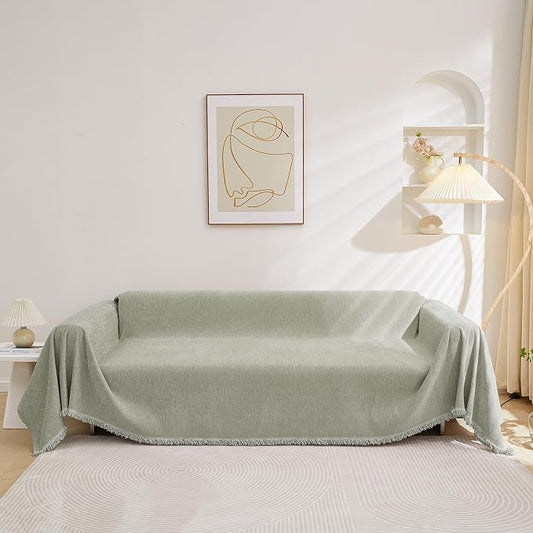 MEETSKY Couch Covers for 3 Cushion Couch Sofa Covers Washable Couch Cover Sectional L Shape Couch Blanket Cover Sofa Slipcovers for Most Shape Sofas Thick Soft Throws Cover, 91" x 150", Sage Green by MEETSKY