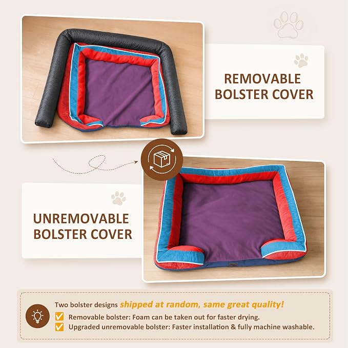 Comfort Expression Orthopedic Dog Bed for Extra Large Dogs with Bolster | Waterproof Dog Couch Bed with Washable Cover & Non-Slip Bottom, Supportive Egg Crate Foam XL Pet Bed, 45x35 Inch - Image 6