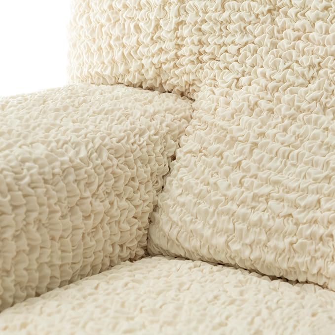 PAULATO BY GA.I.CO. Sofa Slipcover - Stretch Couch Cover - Stylish Cushion Sofa Cover - Soft Polyester Fabric Slipcover - 1-Piece Form Fit Washable Protector for Pet - Mille Righe Collection - Cream - Image 7