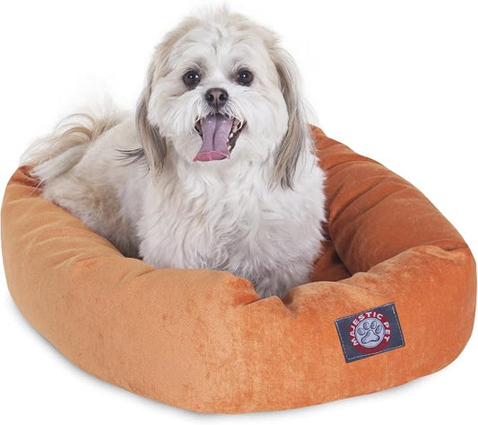 Majestic Pet Villa 24 Inch Shredded Memory Foam Dog Bed for Small Sized Dog 24x19x7 Inch–Orthopedic Pet Bed - Washable Small Puppy Mat with Head Support-Orange by MajesticPet
