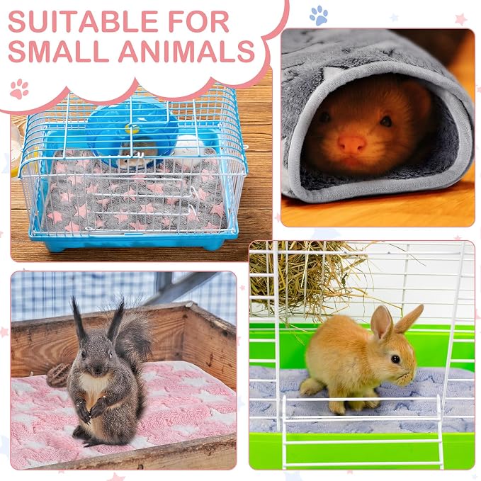 Reginary 4 Pcs Waterproof Guinea Pig Blankets Washable Small Animal Fleece Bedding Absorbent Guinea Pig Cage Liners Reusable Training Pee Pad Pet Sleep Mat for Hamster(Cute Star Pattern,28 x 56 Inch) - Image 4