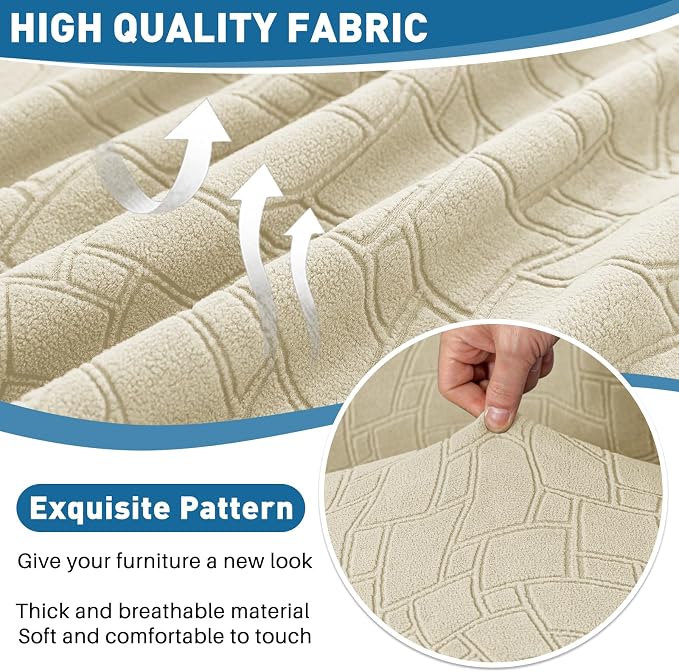 MAXIJIN Waterproof Couch Cushion Covers Individual Love Seat Cushion Cover Stretch Sectional Sofa Slipcovers with Elastic Bottom for Dogs Pets (1 Piece for Loveseat, Beige) - Image 5
