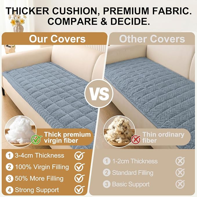 Smiry Couch Cover for Dogs, Non Slip Fuzzy Pet Sofa Covers Washable | Sofa Slipcovers for 3 Cushion Couch, Soft Thick Furniture Protector for Cats Dogs, Against Fur, Dirt, Scratch (35.4"x82.7") - Image 5