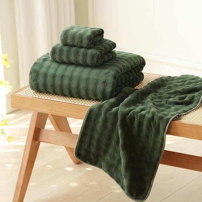Bath Sheets Set 40x80 Inches Microfiber Extra Large BathTowels Super Soft Absorbent Quickly Dry Shower Towels for Bathroom (Olive Green,PK 6) - Image 4