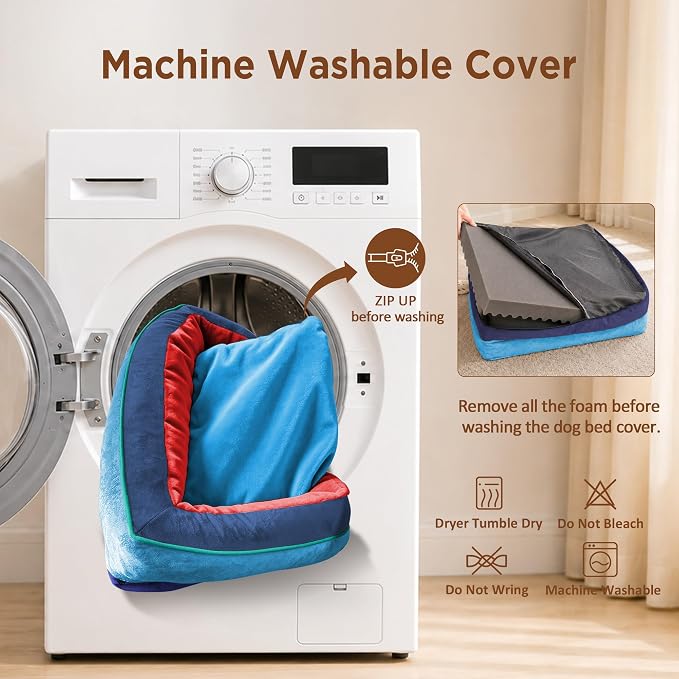 Comfort Expression Orthopedic Dog Beds for Large Sized Dog with Bolster | Waterproof Dog Couch Bed with Washable Cover & Non-Slip Bottom, Supportive Egg Crate Foam Large Pet Bed, 36x27 Inch - Image 5