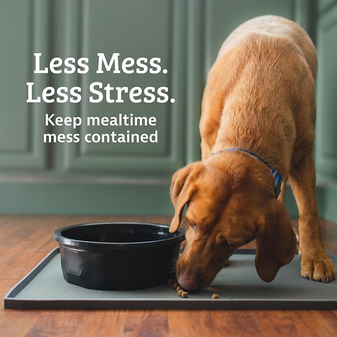 Leash Boss Dog Food Mat - Waterproof Cat & Dog Bowl Mat for Food and Water, Silicone Pet Feeding Mats for Floors, Non-Slip Placemat with High Edges, Puppy Essentials (ML: 20"x13", Beige) - Image 2