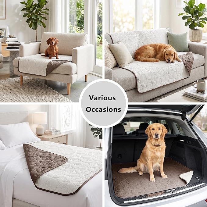 Waterproof Couch Cover for Dogs - Washable Pets Furniture Protector | TPU Leak-Proof Liner, Lightweight & Reversible, Fits Chair, Sofa, Bed, 52" x 82" , Chocolate/Cream - Image 5