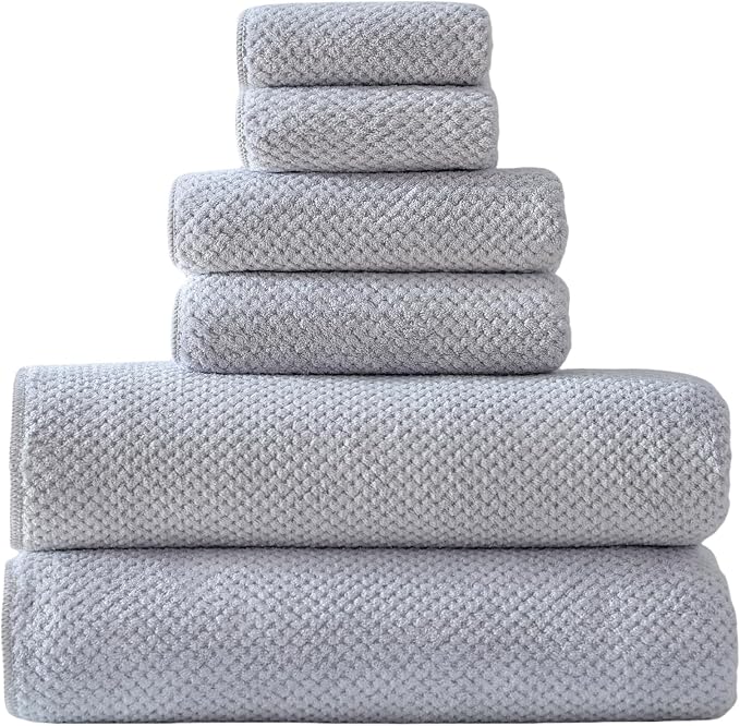30x60 Inches Extra Large Bath Towels Set Super Soft Absorbent Luxury Microfiber Towels for Bathroom (Gray, 6PCS) by Akzpe