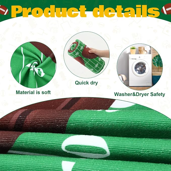 Peryiter 6 Pcs Football Oversized Microfiber Beach Towels 59 x 28 Inch Sand Free Quick Dry Large Pool Towels Absorbent Camping Travel Blanket Set for Men Bath Beach - Image 3