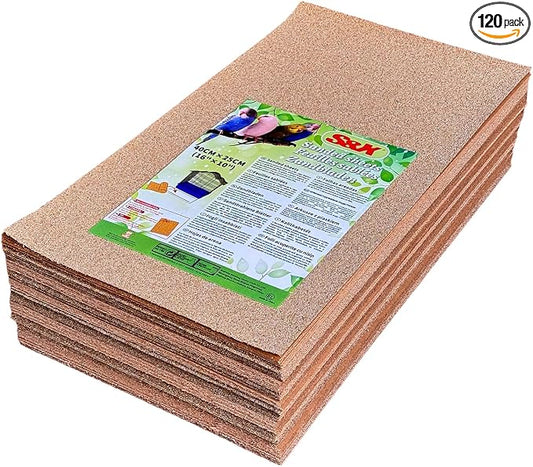 S&X Gravel Paper for Bird Cage 120-Pack 16” x 10” Bird Cage Liners Disposable | Accessories for Parakeets Cockatiels Canaries Finches Conures Easier Cleaning and Bird Health | Thick, flat gravel paper eases cage cleanup – gritty surface helps trim claw... by SXProducts