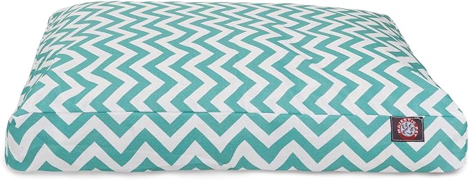 Majestic Pet Chevron Rectangle Dog Bed Washable – Non Slip Comfy Pet Bed – Crate Bed with Removable Washable Cover – Kennel Bed for Sleeping, Polyester Fiber, Medium, Teal by MajesticPet