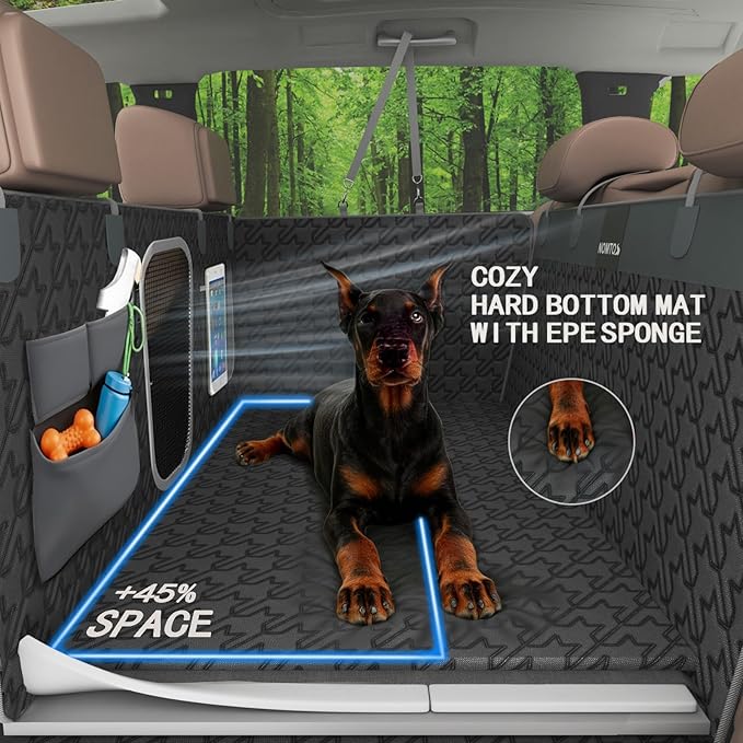 Upgraded Durable Hard Bottom Dog Car Seat Cover with EPE Sponge Cushion, Foldable Dog Rear Seat Protector, Waterproof Pet Car Seat Hammock, Seamless Dogs Back Seat Extender for SUV Truck(XL) - Image 3