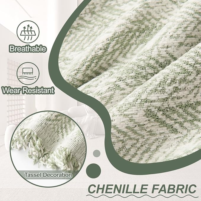 1OO% Waterproof Sectional Couch Covers for Dogs L Shaped Corner Sofa Cover Washable Chenille Sofa Slipcovers Blanket Modern Jacquard Pet Furniture Protector (91"x276", Green Wave) - Image 4