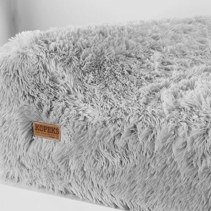 KOPEKS Dog Bed Chew Proof Replacement Cover Memory Foam Beds - Extra Large (Jumbo Size) - Fluffy Grey - Image 2