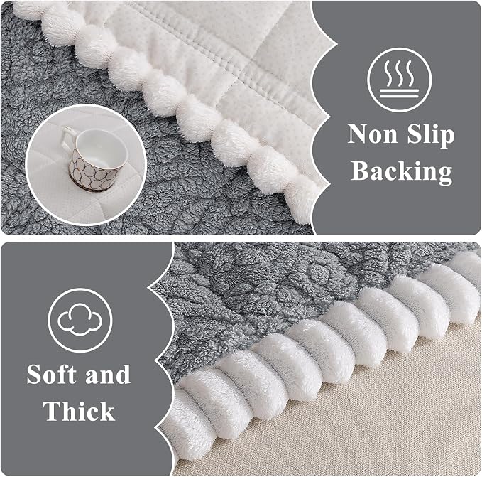 Vaukki Grey Pet Couch Cover for Dog, 27.6''x70.9'' Sofa Cover Protector | Washable Soft Non Slip Sofa Slipcover for 3 Cushion Couch, Fuzzy Sofa Pad Pet Friendly Dog Bed Mat for Couches - Image 3