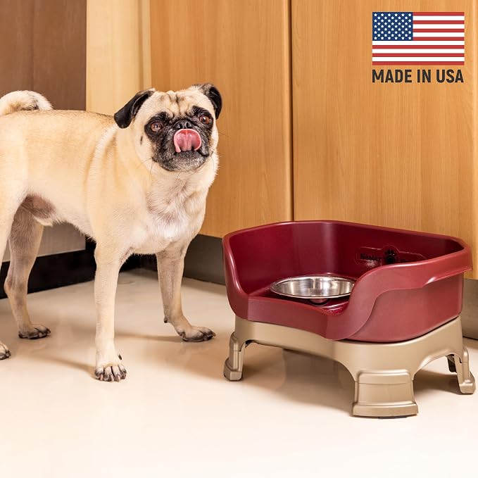 Neater Feeder Deluxe Mess-Proof Elevated Dog Bowls for Small Dogs (Up to 19 lbs), 2 Height Adjustable (6” & 7.5”) No-Spill Raised Dog Bowl Stand, Stainless Steel Food Bowl Set, Made in USA, Cranberry - Image 4