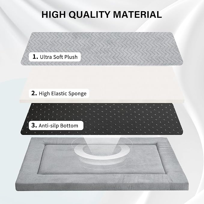Dog Bed for Crate, Small Dog Crate Beds, Washable Pet Bed Mat Kennel Pad | 30" Medium Pet Beds Mat W/ Soft Wavy Plush Comfortable Anti-Slip Sleeping Mattress for Dogs & Cats - Image 3