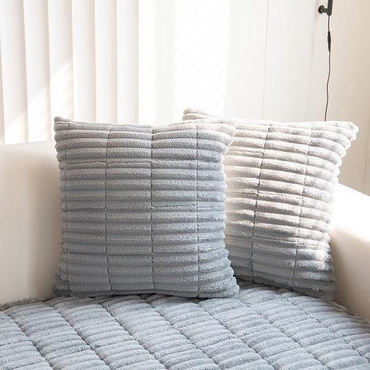 GKXLH Thick Sofa Throw Pillow Cover - 1PC Solid Pillowcase Soft Throw Pillow Case, Pillow Cover for Couch Sofa Home Decoration (Light Grey, Pillowcase 45x45 cm) | Soft Corduroy Sofa Cover, Corner Sofa Cover for Dogs, Sofa Cover Protection for Living Ro... by GKXLH