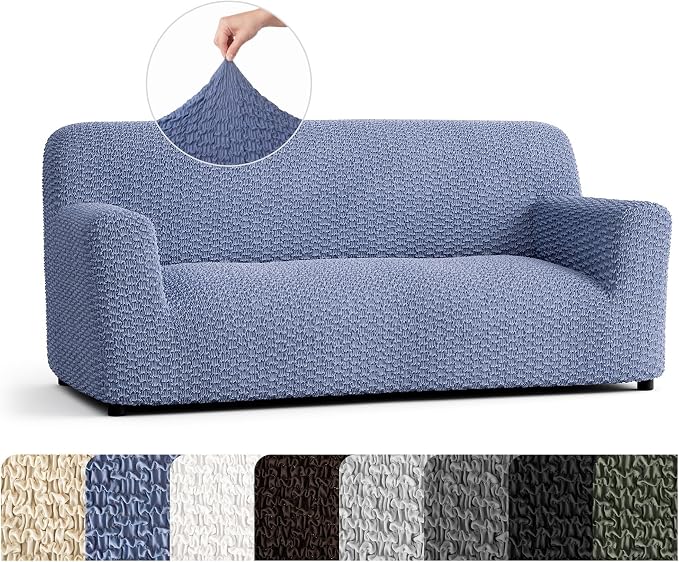 PAULTO BY GA.I.CO. Stretch Sofa Slipcovers – Soft Elastic Fabric Couch Cover for Armchair Loveseat 3-Seater & 4-Seater Sofa Cover – Non-Slip Furniture Protector Washable - Blue (64"-85" Wide) by PAULATOBYGAICO