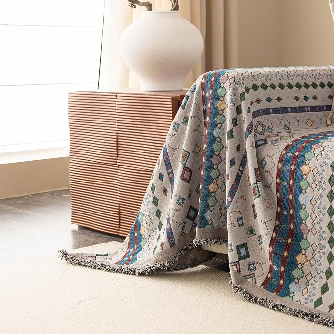ROOMLIFE Couch Cover 3 Cushion Sofa, Washable Non Slip Furniture Sofa Protector Cover, Soft Chenille Sofa Slipcovers Sectional L Shape Dogs Couch Cover Throw Blanket with Tassels 71''X134'' - Image 2