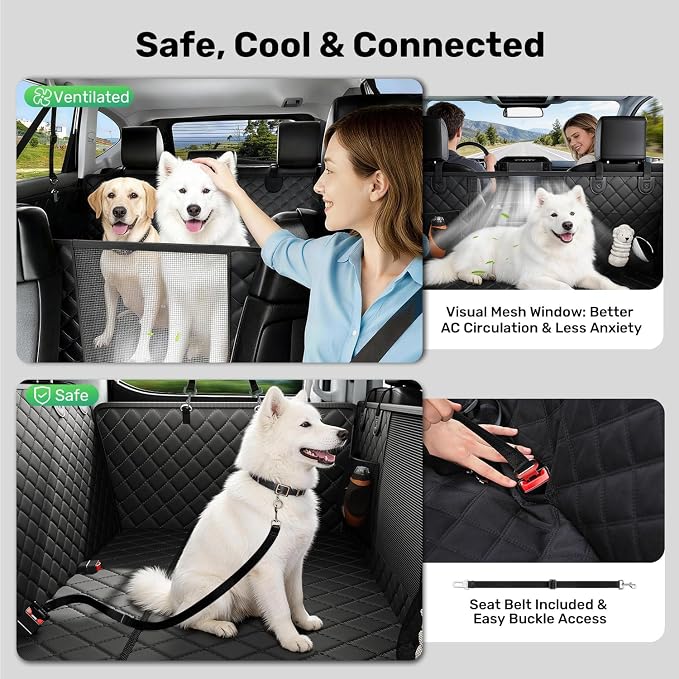 Zanch Heavy-Duty Dog Truck Seat Cover, Flat Solid Back Seat Extender for Multi Large Dogs, Hard Bottom Supports 450 lb, Waterproof Hammock Protector, XL for Full-Size Crew Cab Trucks & SUVs, Black - Image 6