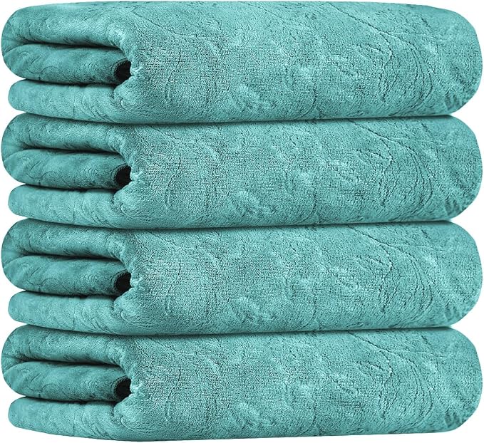 JML Microfiber Bath Towels, 30" x 60", 4 Pack, Green-Floral | Oversized, Soft, Super Absortbent, Fast Drying, Multipurpose Use for Sports, Fitness, Yoga - Image 2