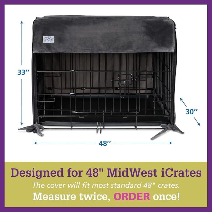 Pet Dreams Dog Crate Cover - Breathable Fabric Kennel Topper for Double-Door Crates, Fits iCrate Dog Cages 18, 24, 30, 36, 42, 48 Inches (Grey, XX Large, 48") - Image 5